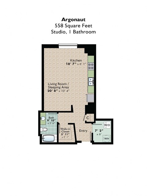 the floor plan of the apartment at Park Pacific, St. Louis, MO, 63103